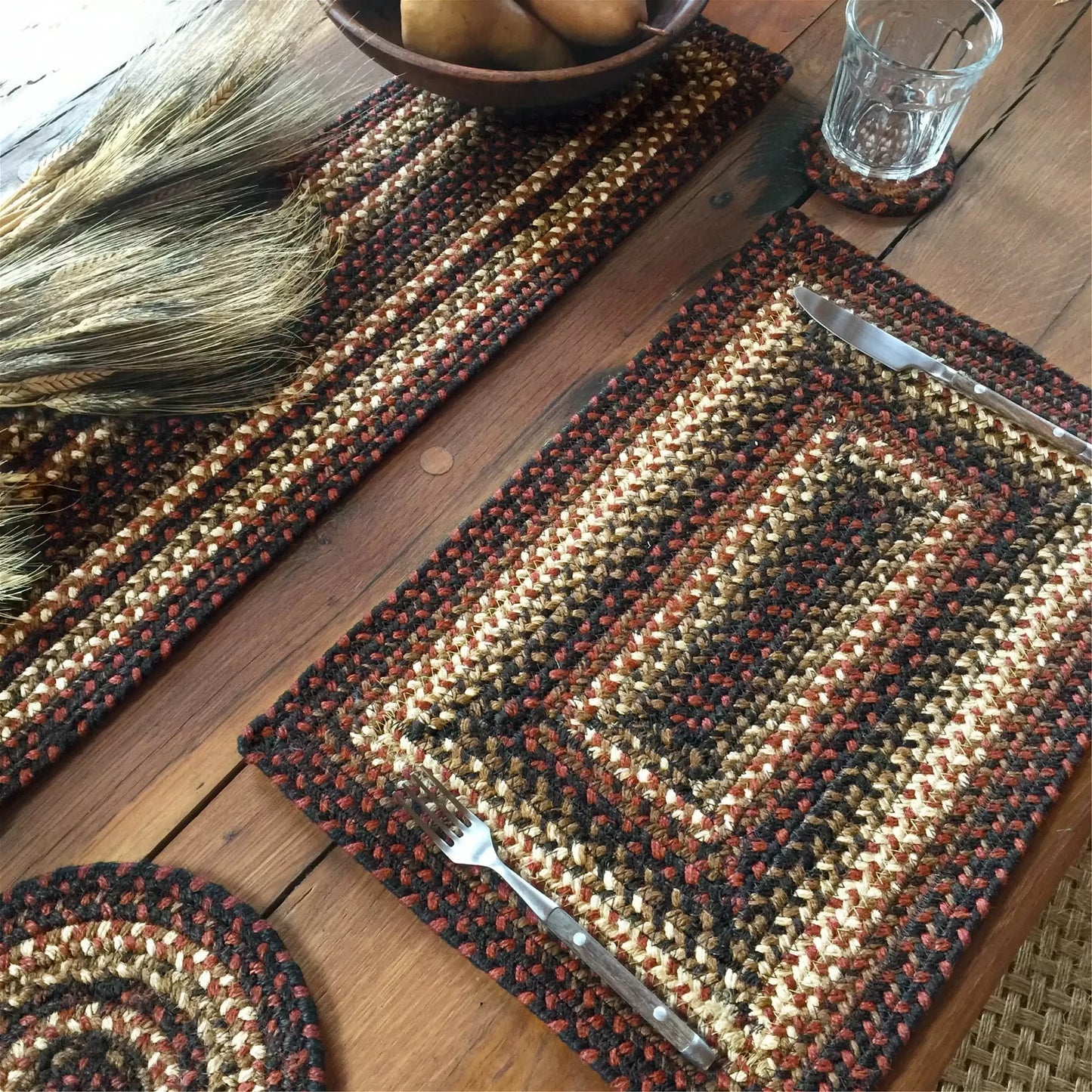Prescott Black - Burgundy Jute Braided Accessories