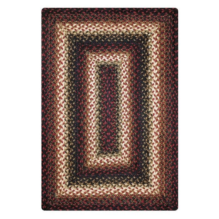Prescott Black - Burgundy Jute Rectangular Braided Rugs - Braided-Rugs.com