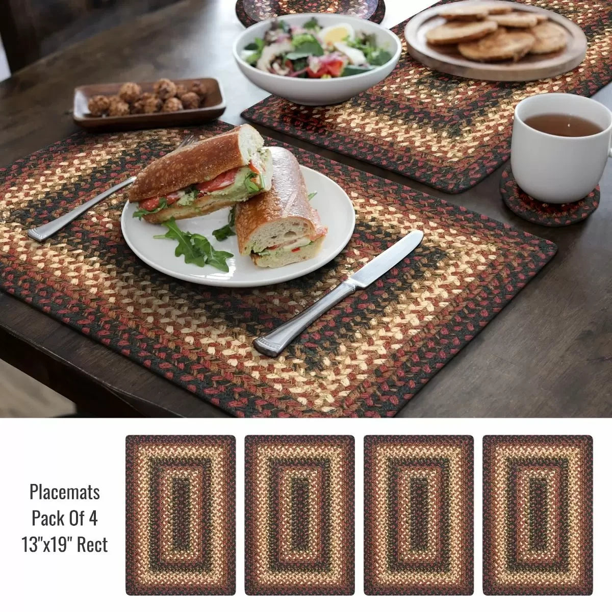 Prescott Black - Burgundy Jute Braided Accessories