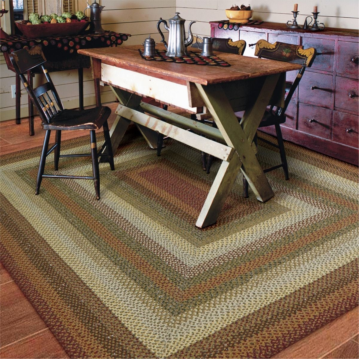 Pumpkin Pie Multi Color Cotton Braided Rectangular Rugs