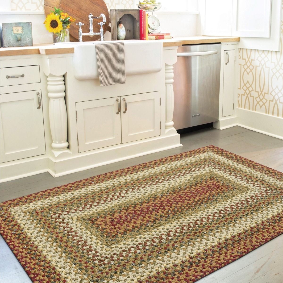 Pumpkin Pie Multi Color Cotton Braided Rectangular Rugs