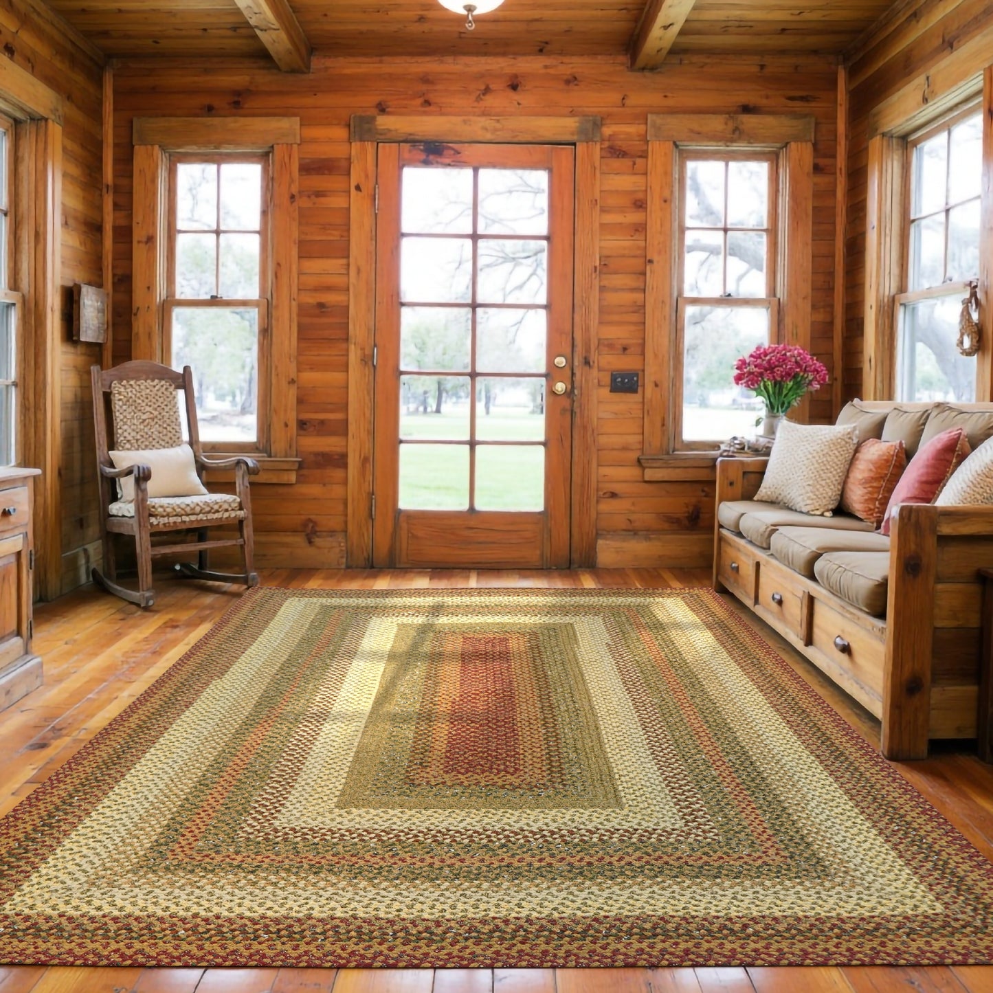 Pumpkin Pie Multi Color Cotton Braided Rectangular Rugs