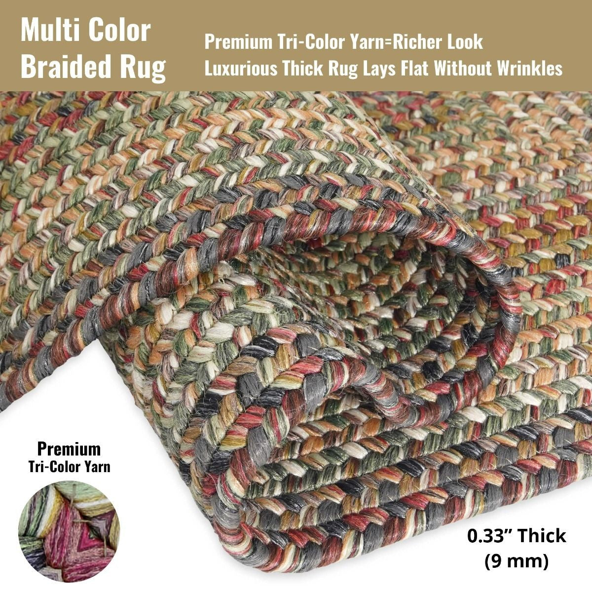 Rainforest Multi Color Ultra Durable Braided Oval Rugs