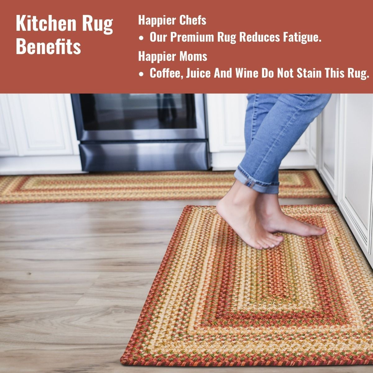 Barcelona Gold - Burgundy Ultra Durable Braided Rectangular Rugs