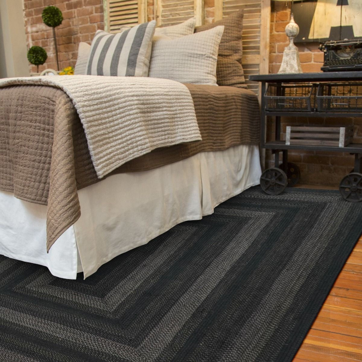 Jet Black Jute Braided Rectangular Rug