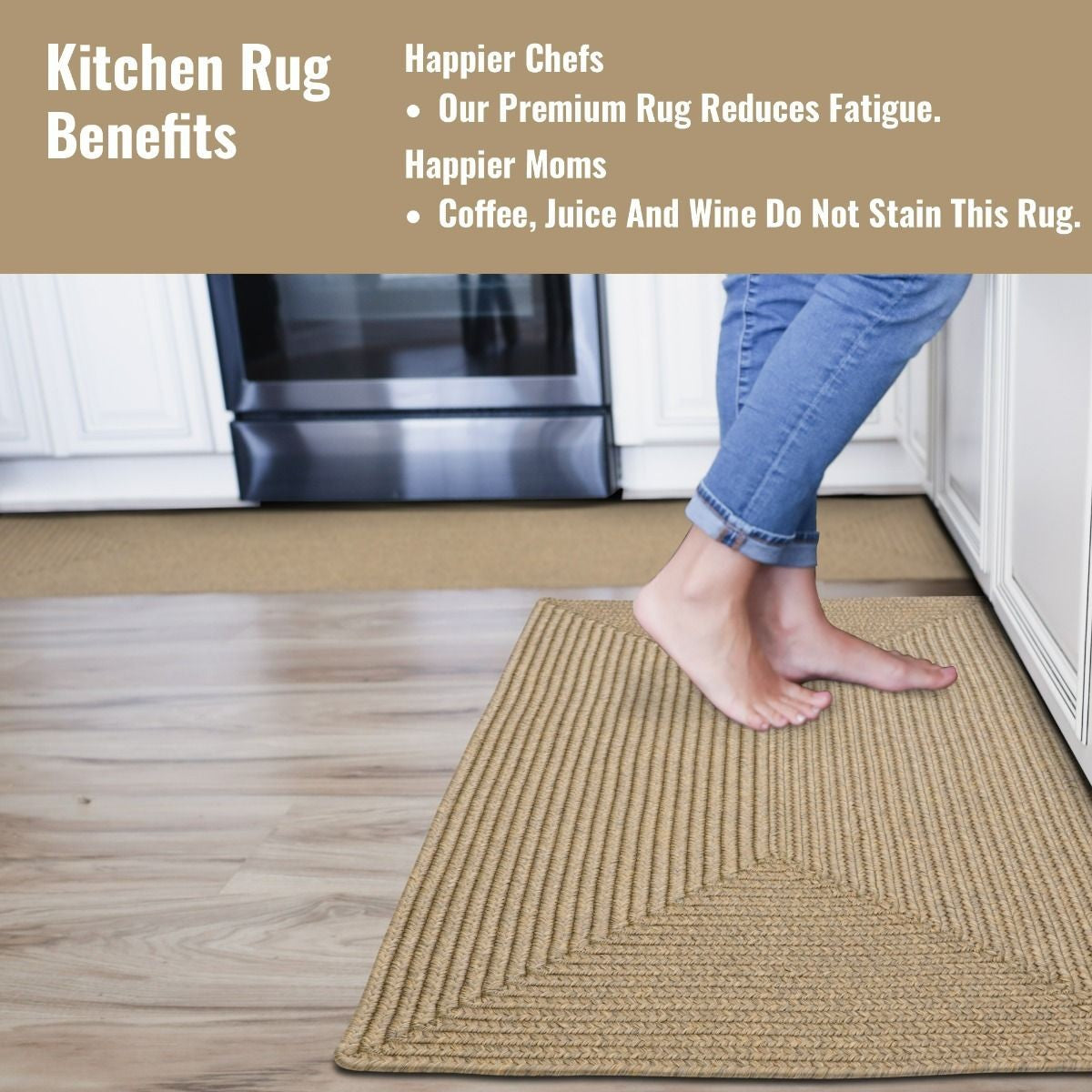 Biscuit Brown Ultra Durable Braided Rectangular Rugs