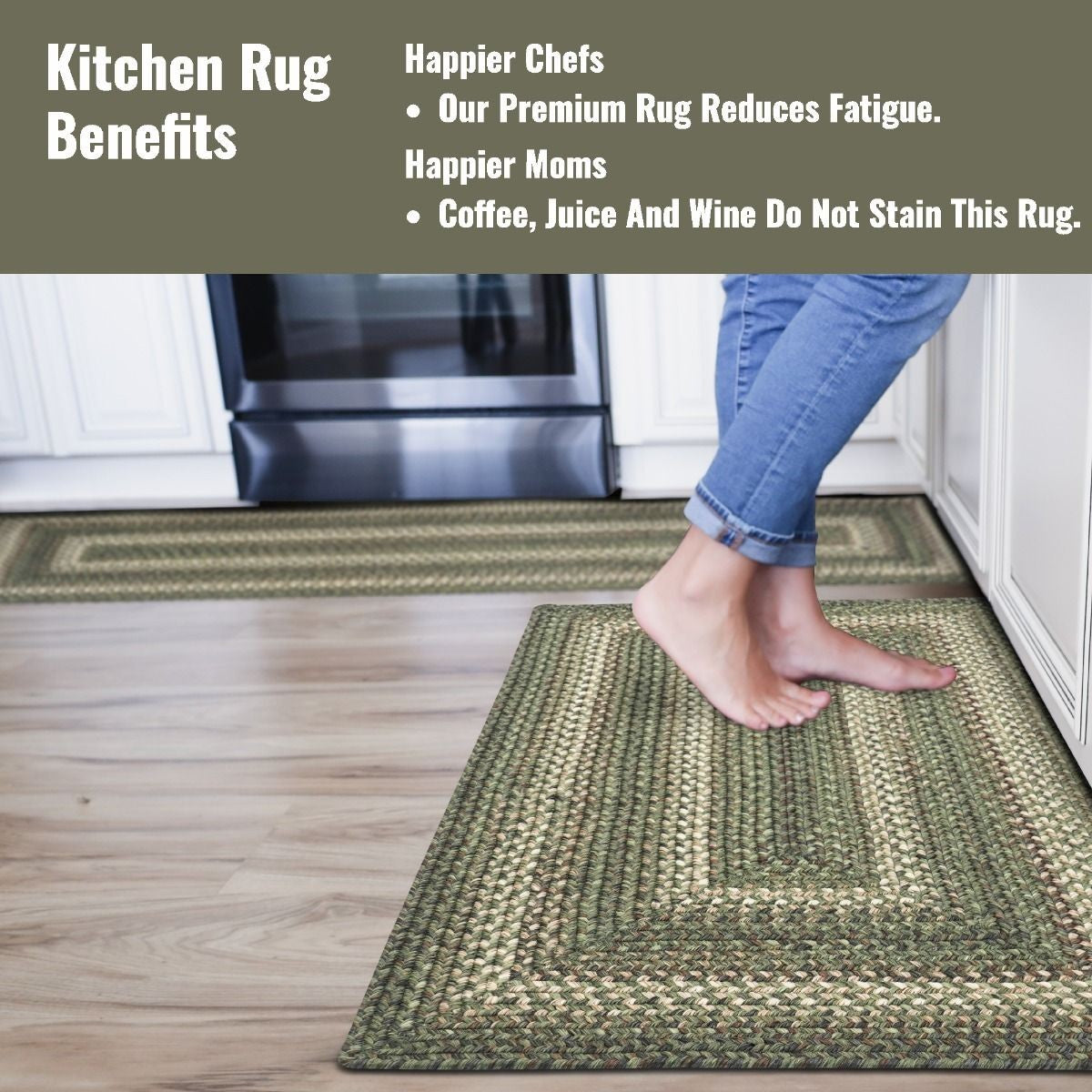 Cedar Ridge Green Ultra Durable Braided Rectangular Rugs