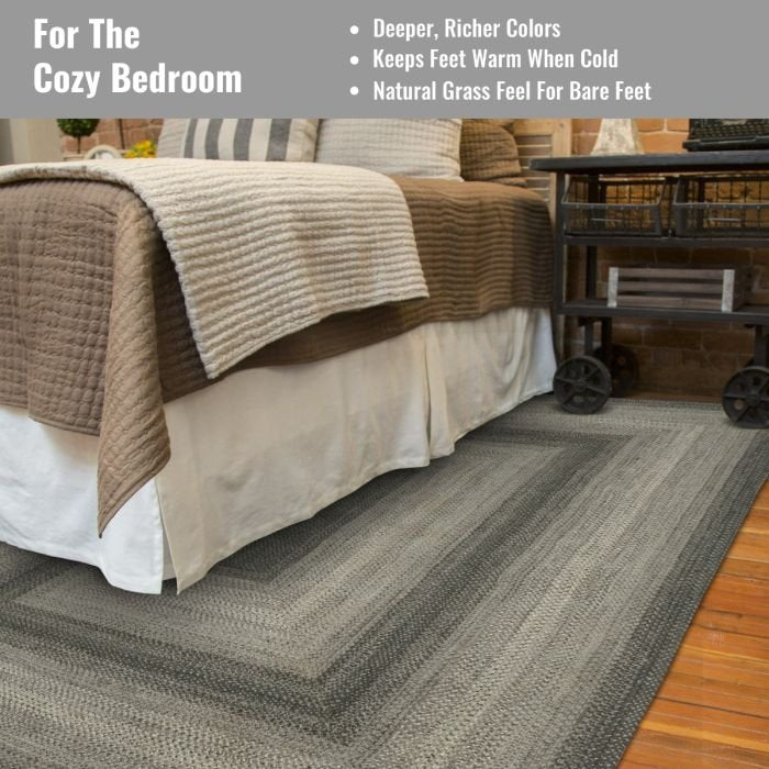 Flint Hill Grey Rectangular Jute Braided Rugs - Braided-Rugs.com