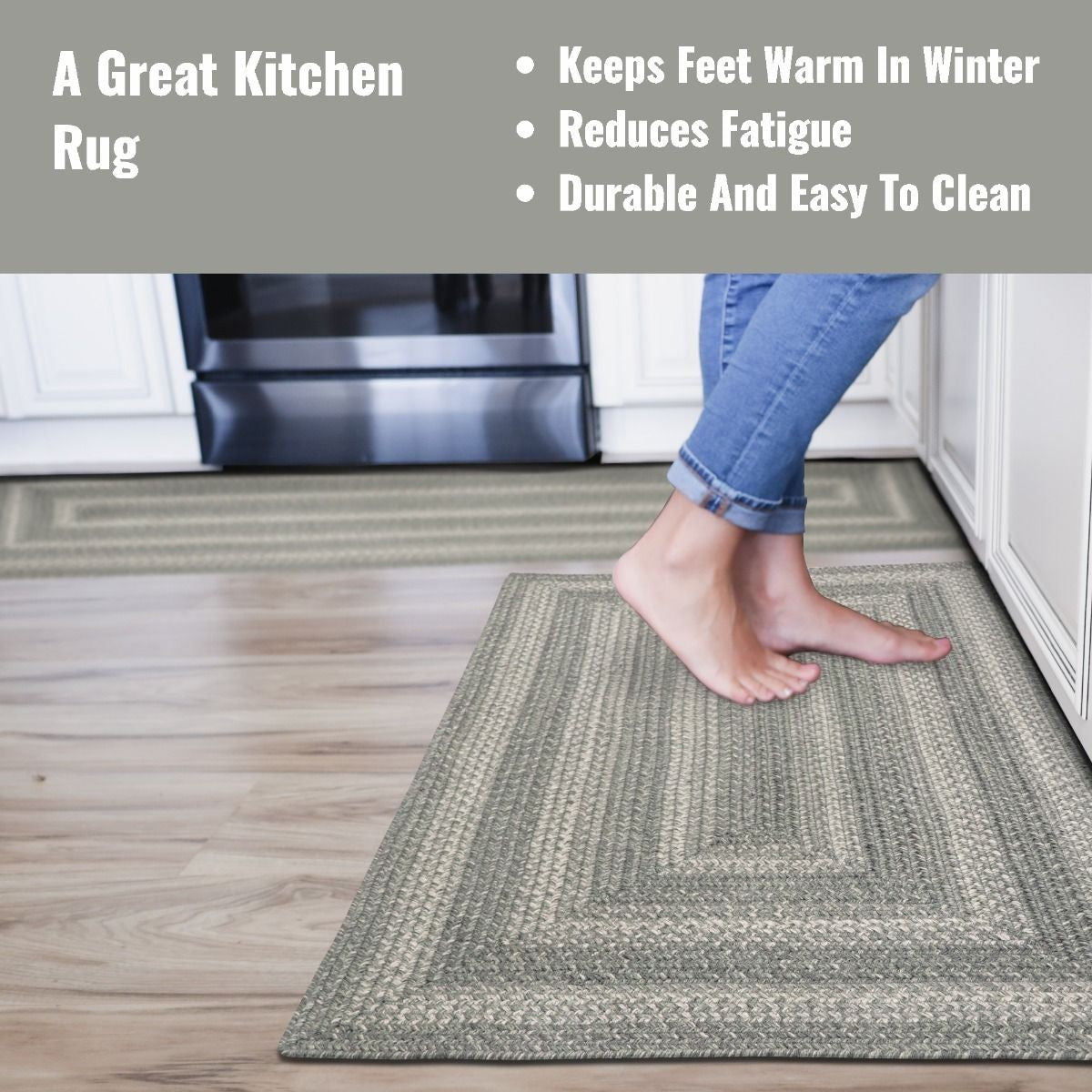 Grey Cloud Jute Braided Rectangular Rugs
