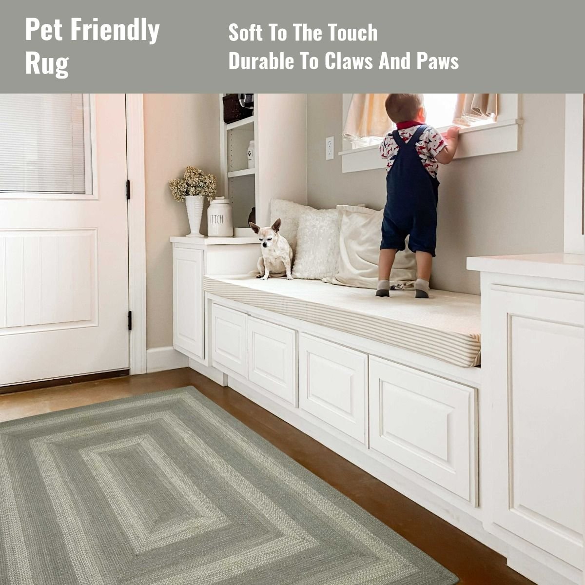 Grey Cloud Jute Braided Rectangular Rugs - Braided-Rugs.com