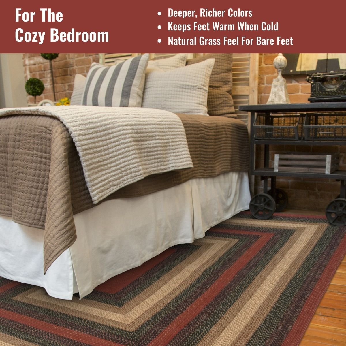 Highland Red, Navy & Cream Jute Rectangular Braided Rugs - Braided-Rugs.com