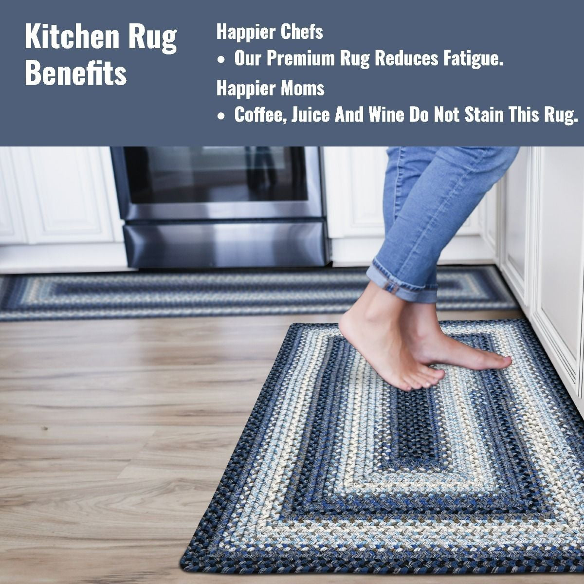 Juniper Blue Ultra Durable Braided Rectangular Rugs