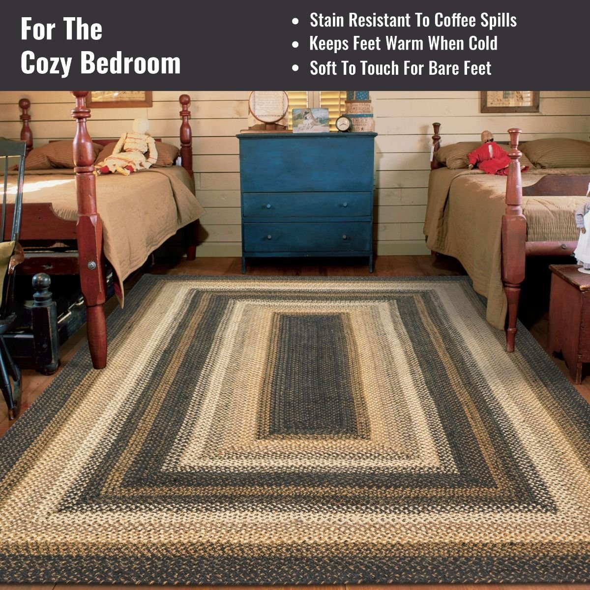 Kilimanjaro Black - Cream Jute Braided Rectangular Rugs - Braided-Rugs.com