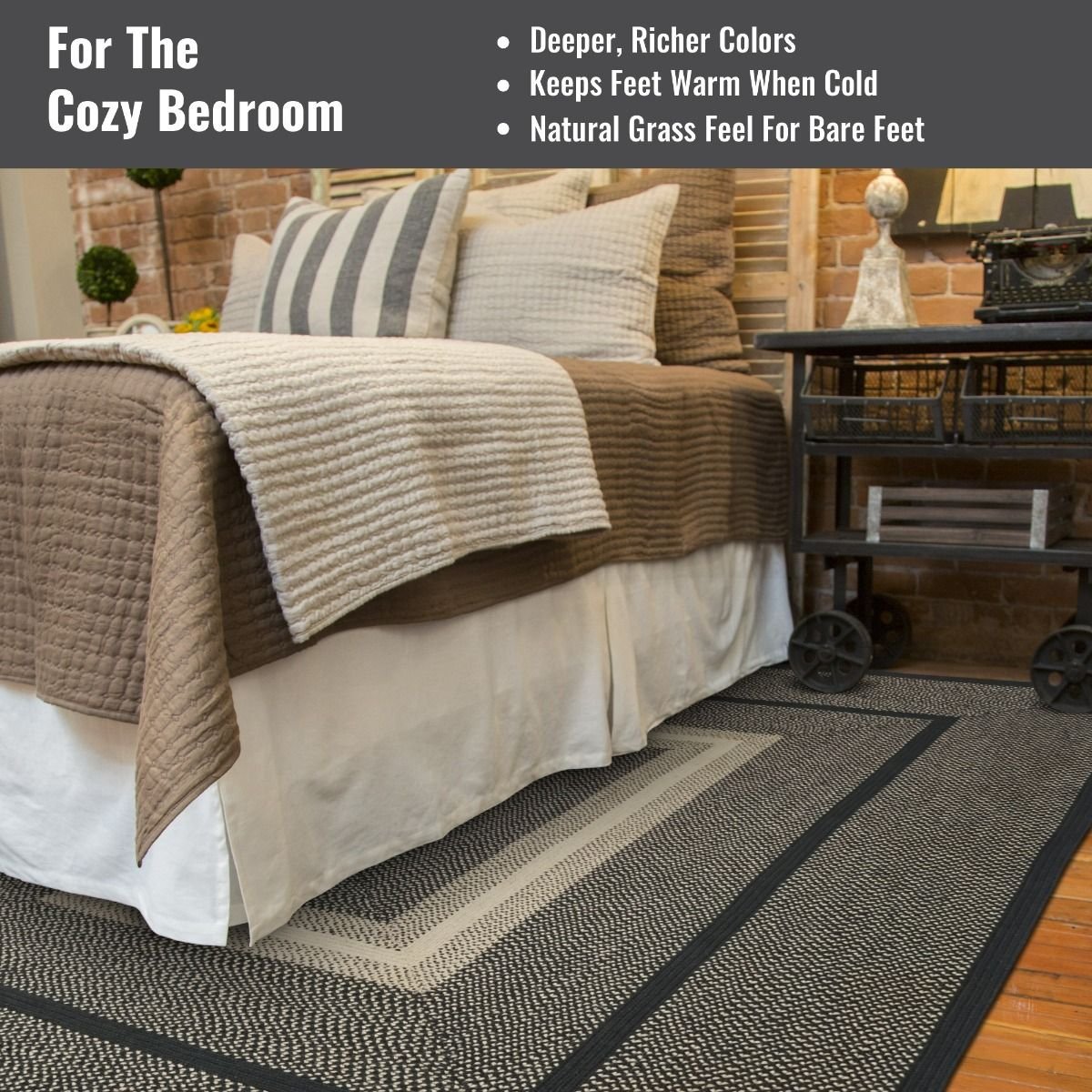 Manchester Black-Tan Rectangular Jute Braided Rugs - Braided-Rugs.com