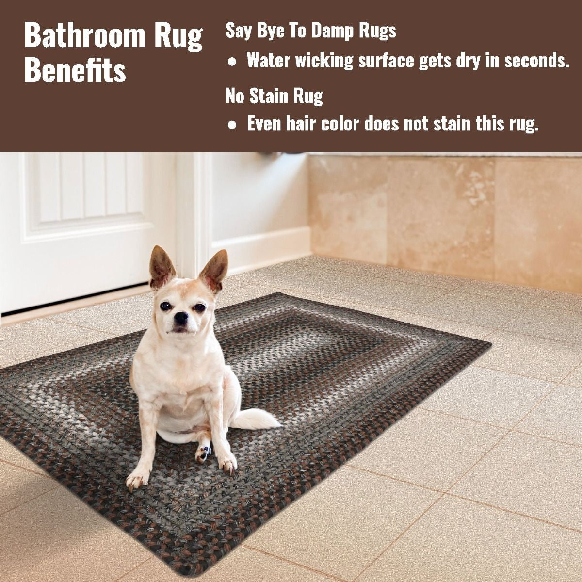 Midnight Moon Brown - Grey Ultra Durable Braided Rectangular Rugs