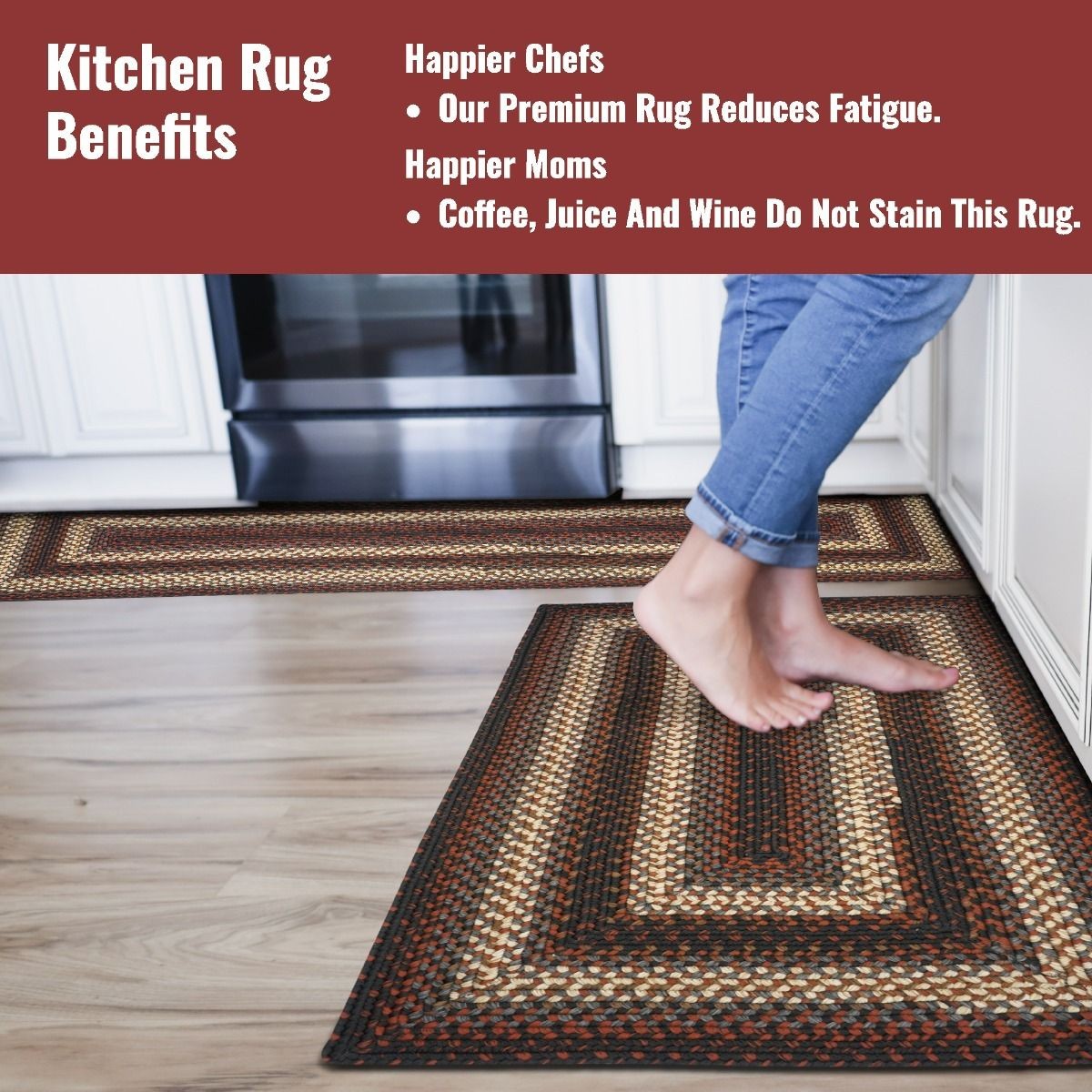 Montgomery Black - Burgundy Ultra Durable Braided Rectangular Rugs