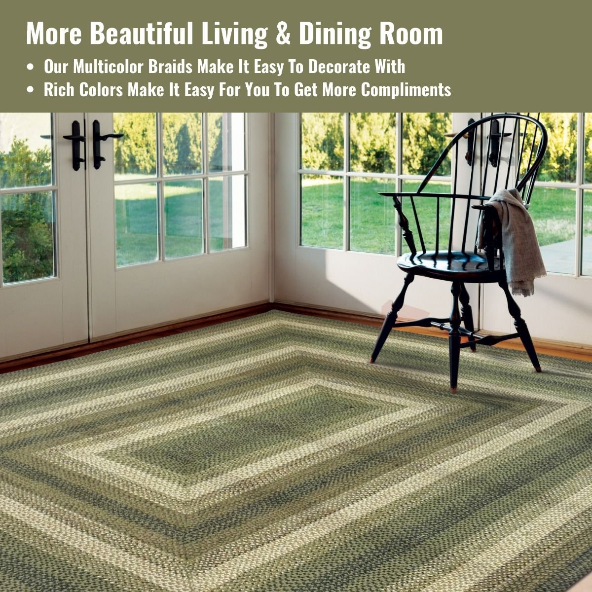 Pinecone Green Rectangular Jute Braided Rugs - Braided-Rugs.com