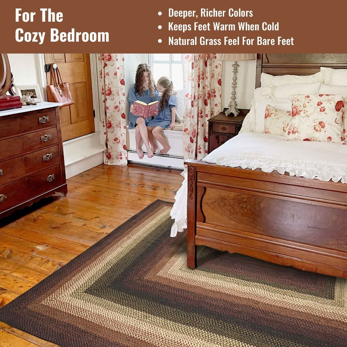 Prescott Black - Burgundy Jute Rectangular Braided Rugs - Braided-Rugs.com