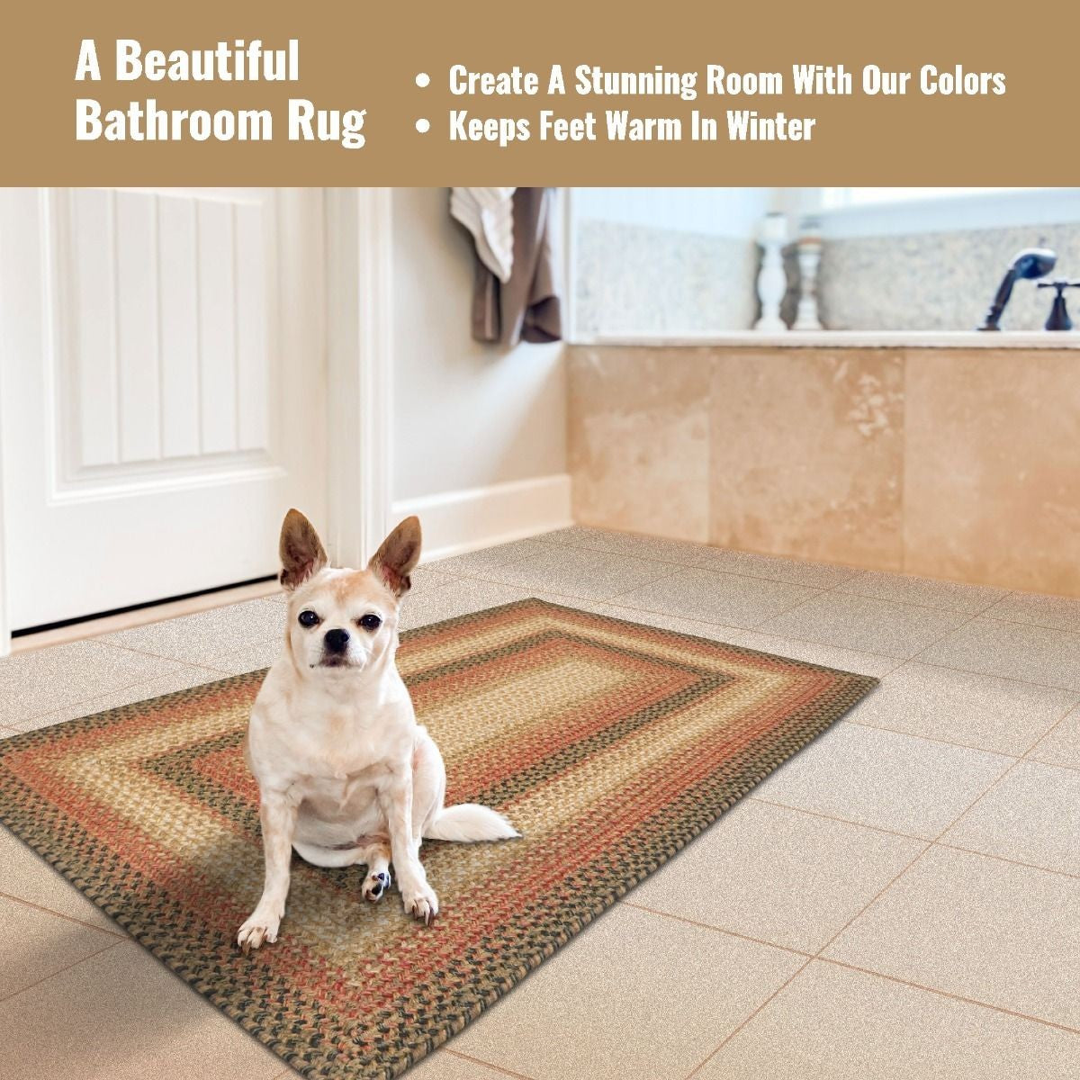 Russett Brown - Beige - Red Rectangular Jute Braided Rugs