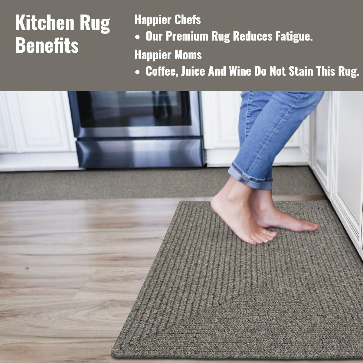 Smoke Grey Ultra Durable Braided Rectangular Rugs