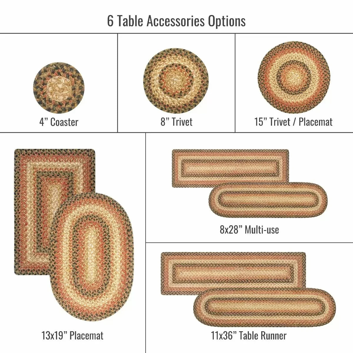 Russett Brown - Beige Jute Braided Accessories