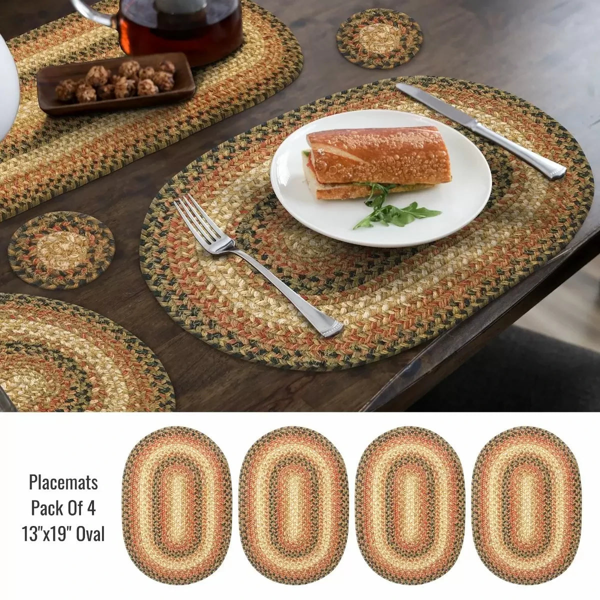 Russett Brown - Beige Jute Braided Accessories