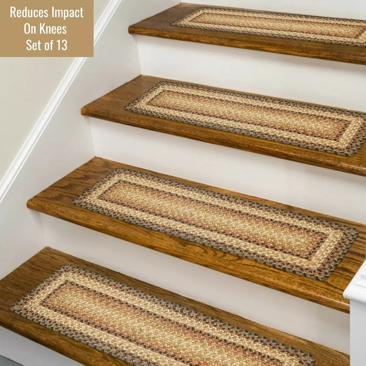 Russett Brown - Beige Jute Stair Tread