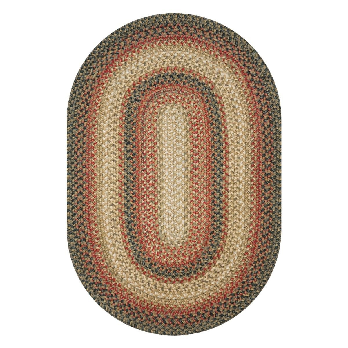 Russett Brown - Beige - Red Oval Jute Braided Rugs - Braided-Rugs.com