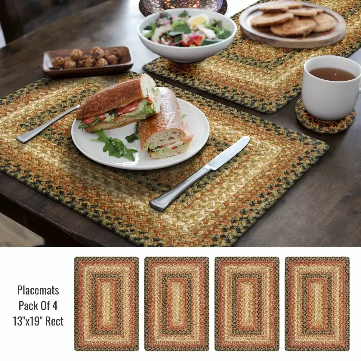 Russett Brown - Beige Jute Braided Accessories