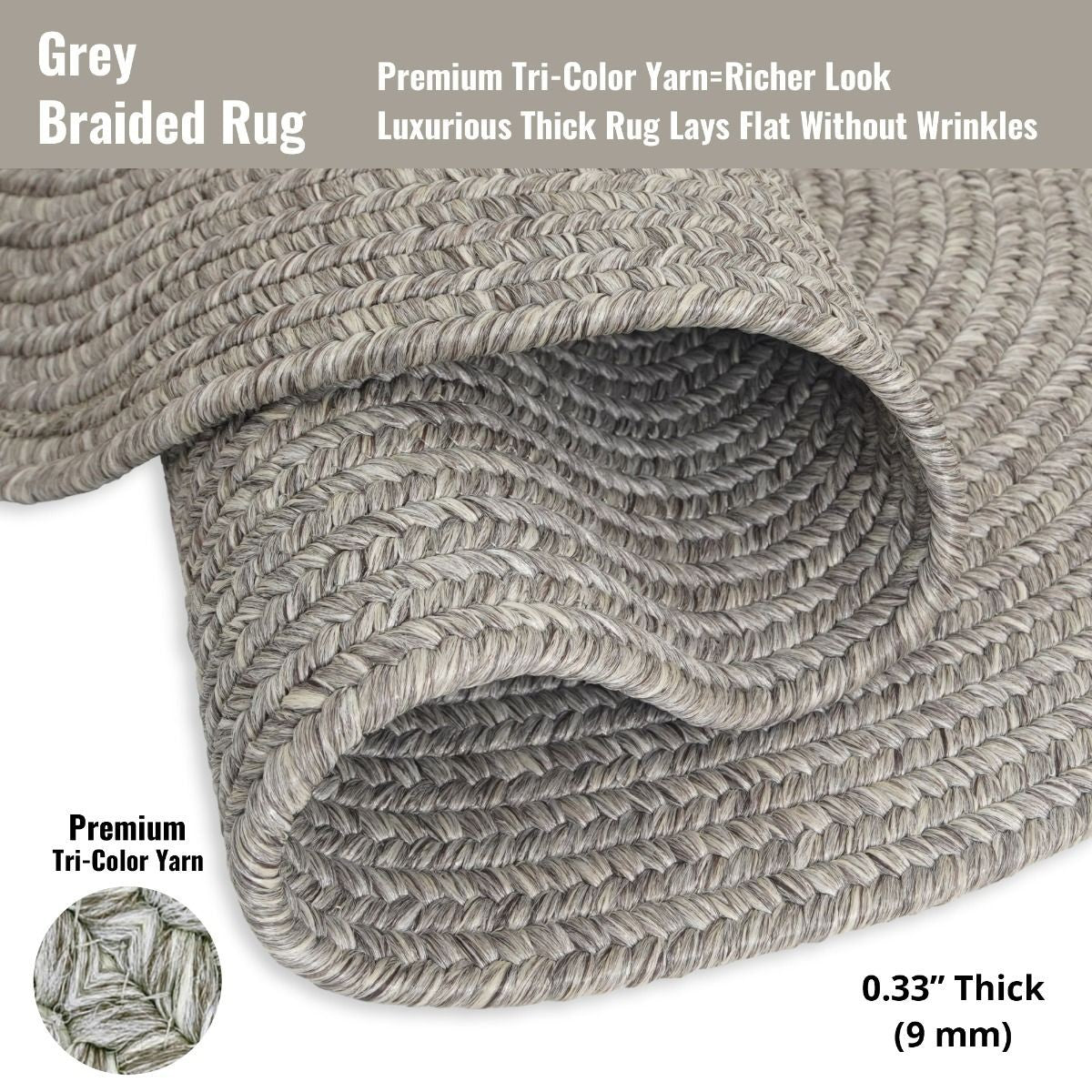 Slate Outdoor Braided Rectangular Rugs