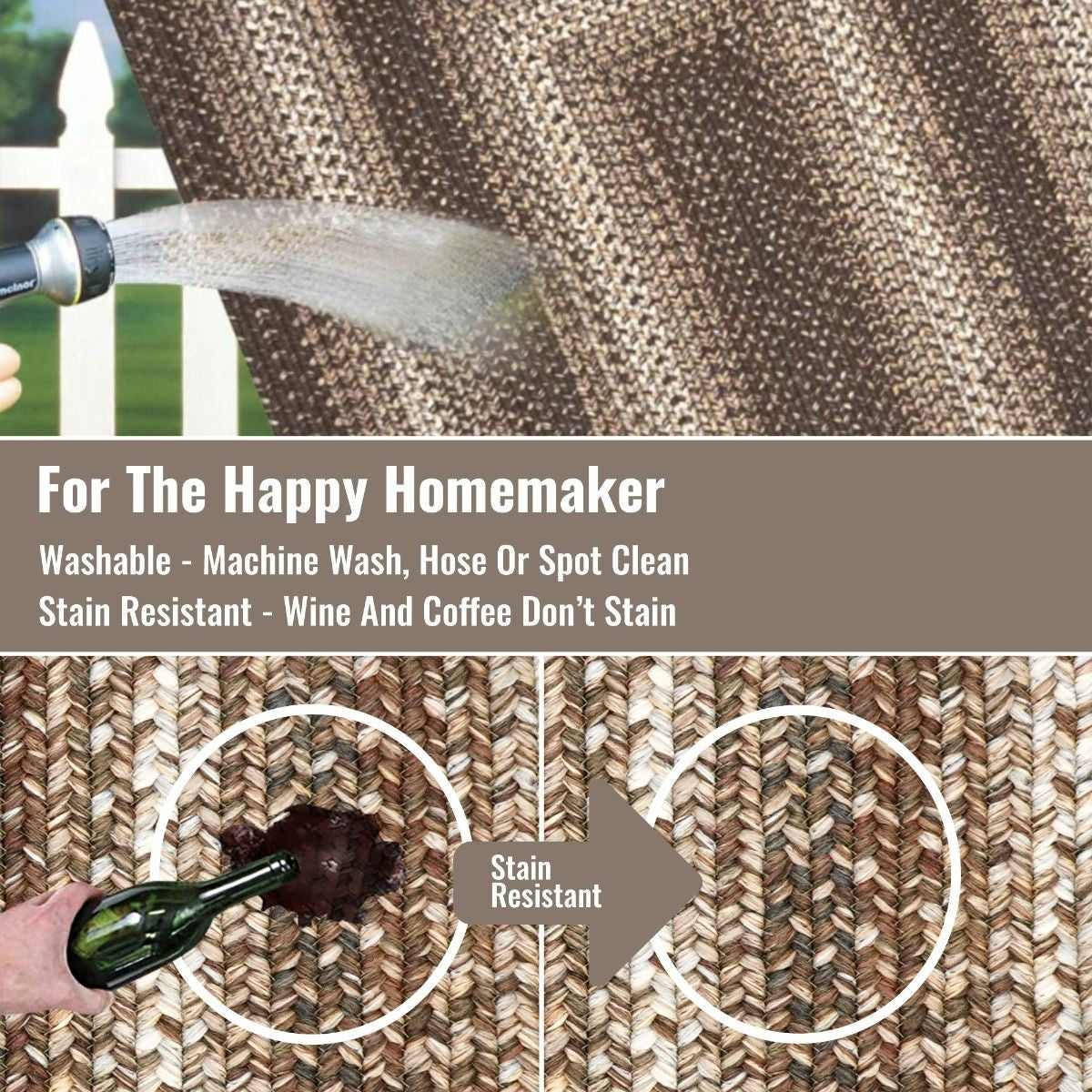 Wildwood Brown Ultra Durable Braided Oval Rugs