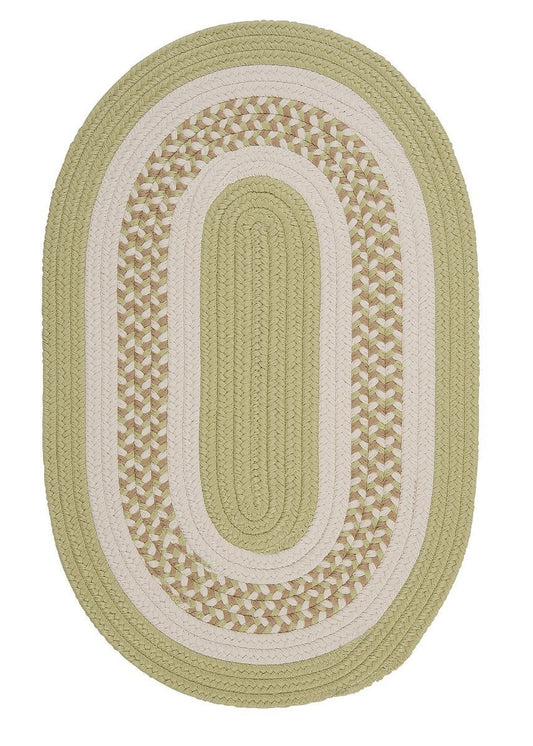 Flowers Bay Light Green Outdoor Braided Oval Rugs