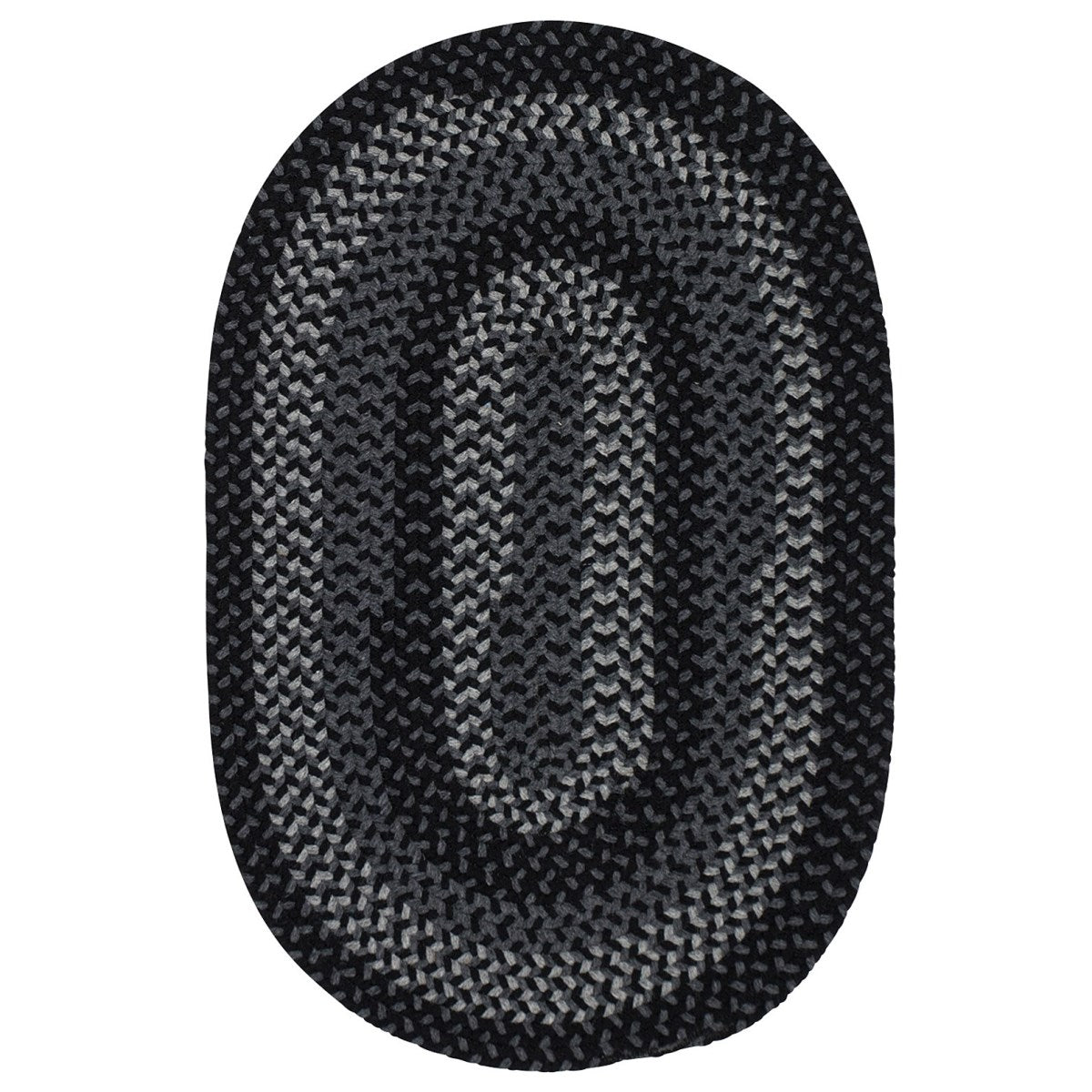 Walden Black-Charcoal Wool Braided Oval Rugs