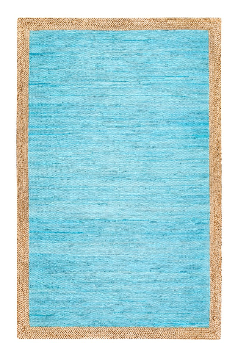 Aganippe Hand-Loomed Blue Rectangular Jute Braided Rug