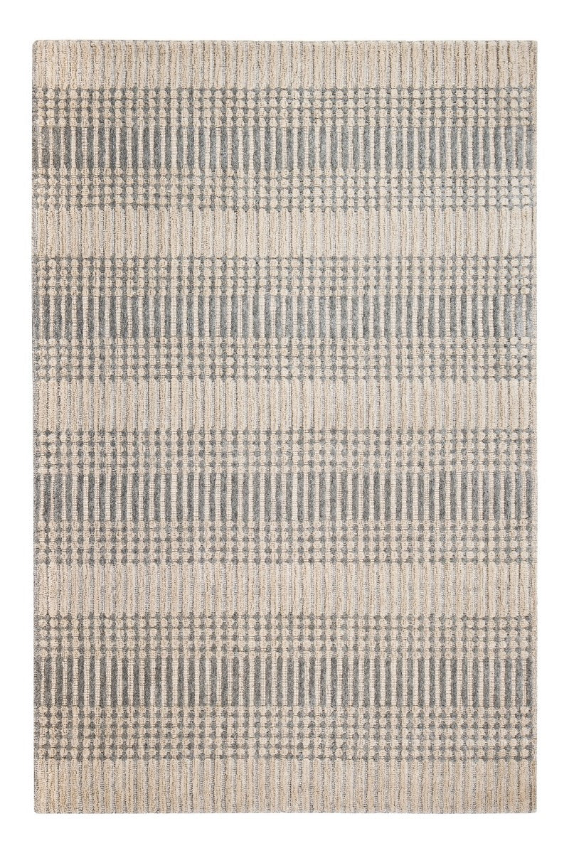 Hella Tufted Grey - Tan Rectangular Wool Braided Rug