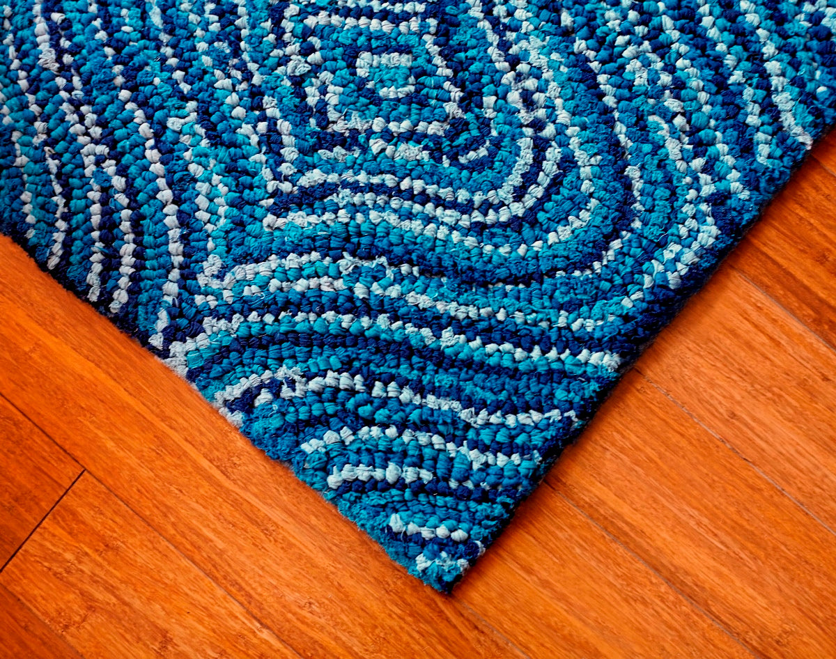 Lantern Blue Skies Rectangular Cotton Braided Rug