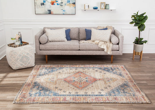 Long Medallion Red Border Rectangular Jute Braided Rug