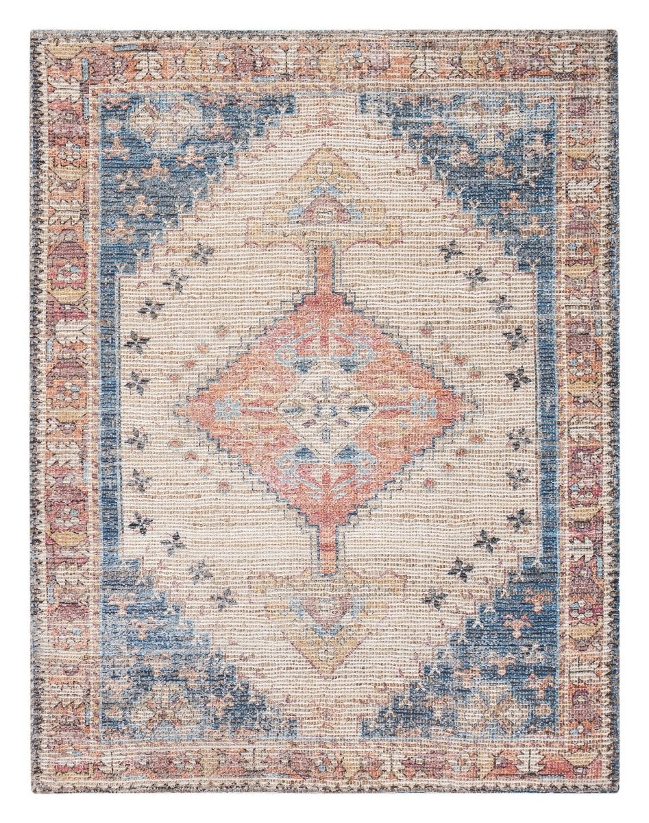 Long Medallion Red Border Rectangular Jute Braided Rug