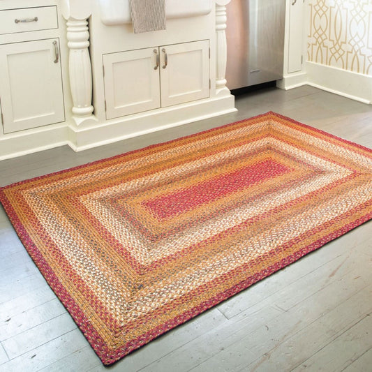 Mustard Seed Red - Green Jute Braided Rectangular Rugs