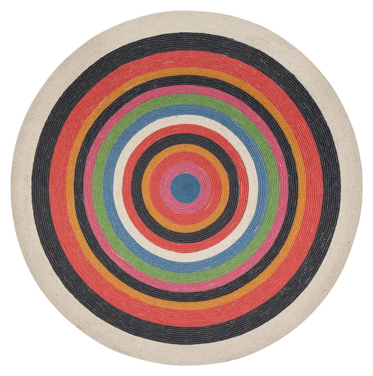 Multi-Color Concentric Round Jute Braided Rug