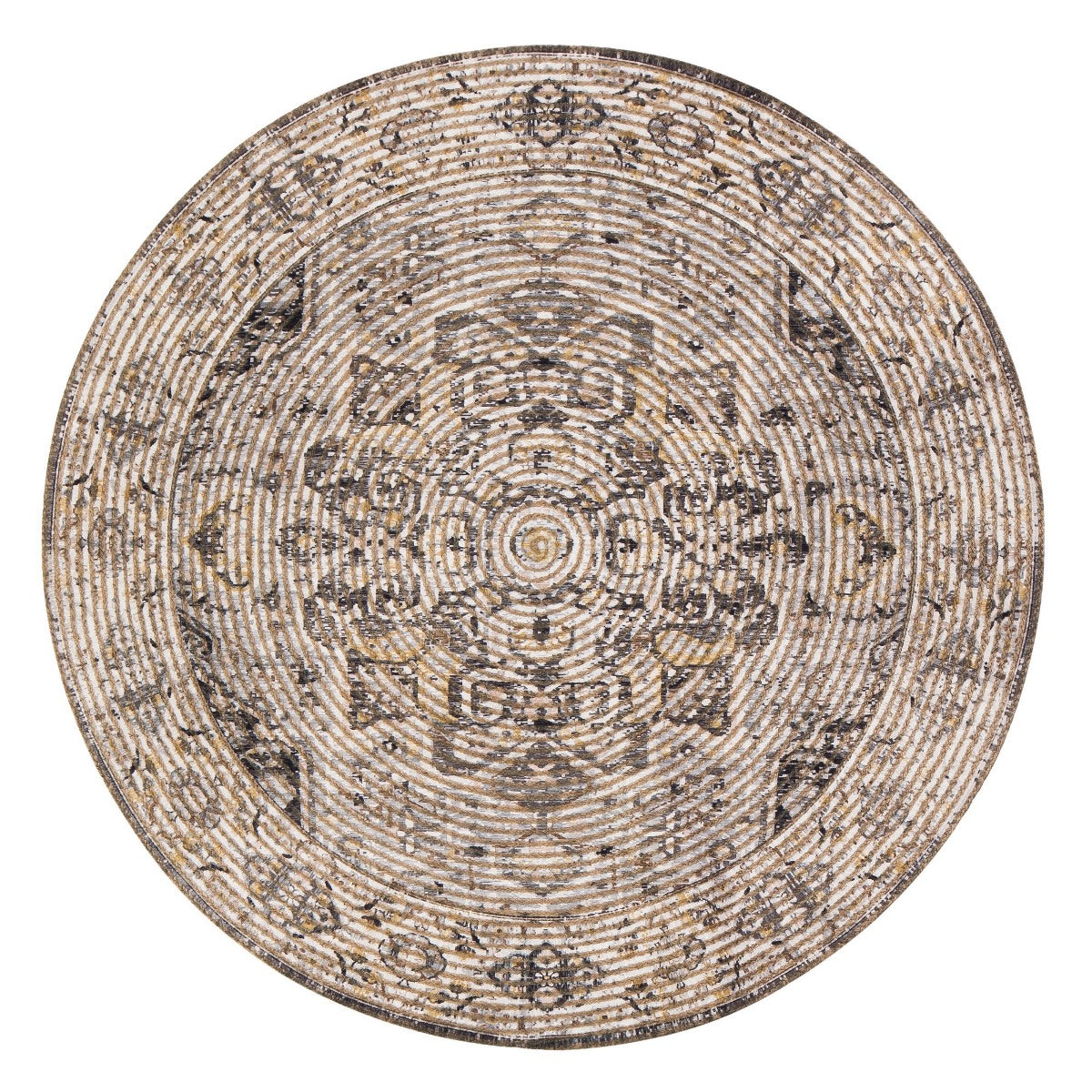 Zagros Distressed Round Jute Braided Rug
