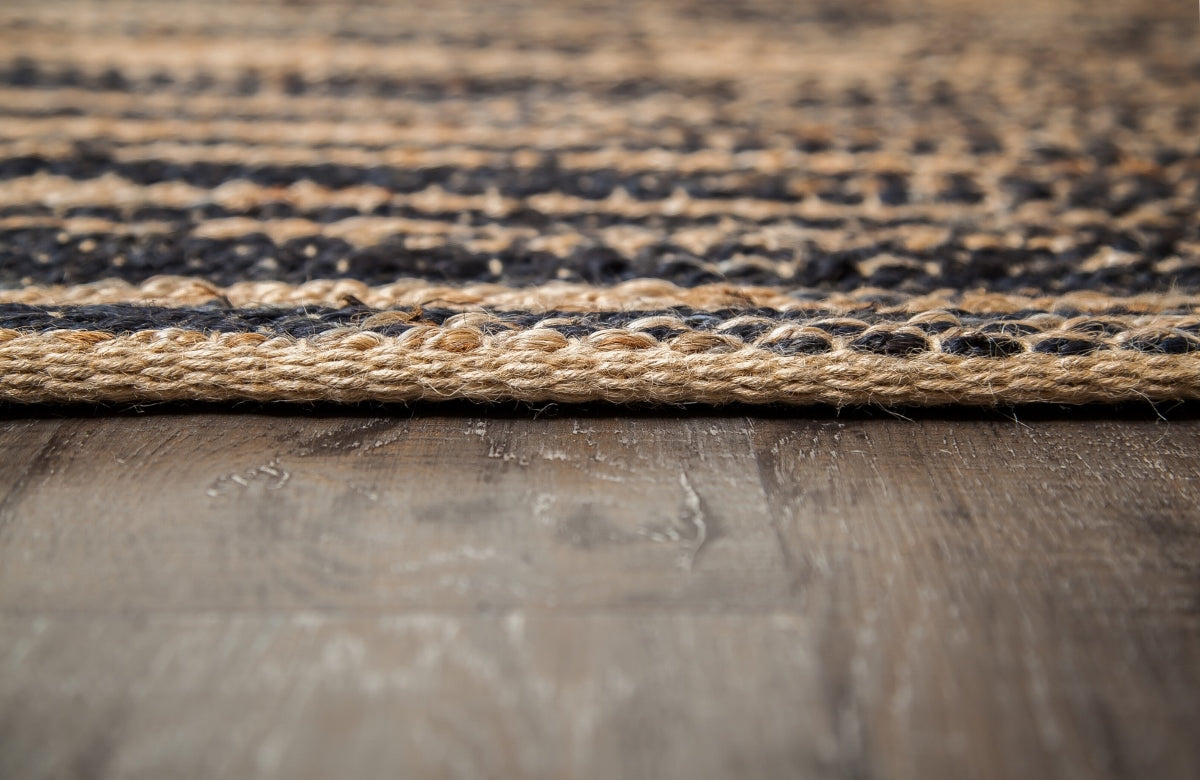 Xanthippe Tan - Black Rectangular Jute Braided Rug
