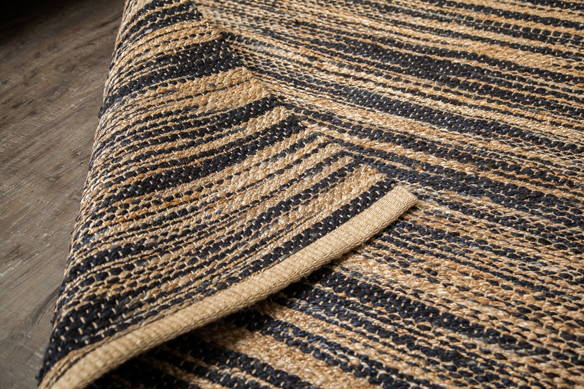 Xanthippe Tan - Black Rectangular Jute Braided Rug