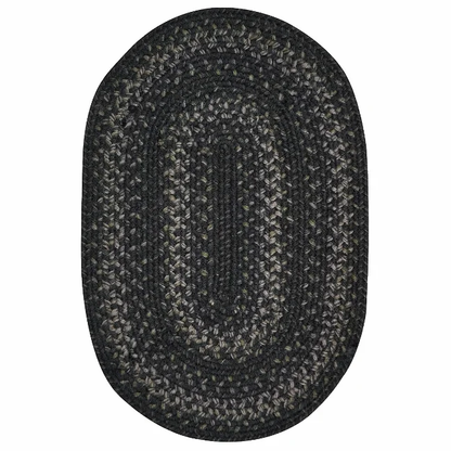 Jet Black Jute Braided Oval Rug