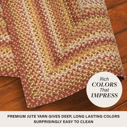 Amber Leaf Brick Red Jute Braided Round Rugs