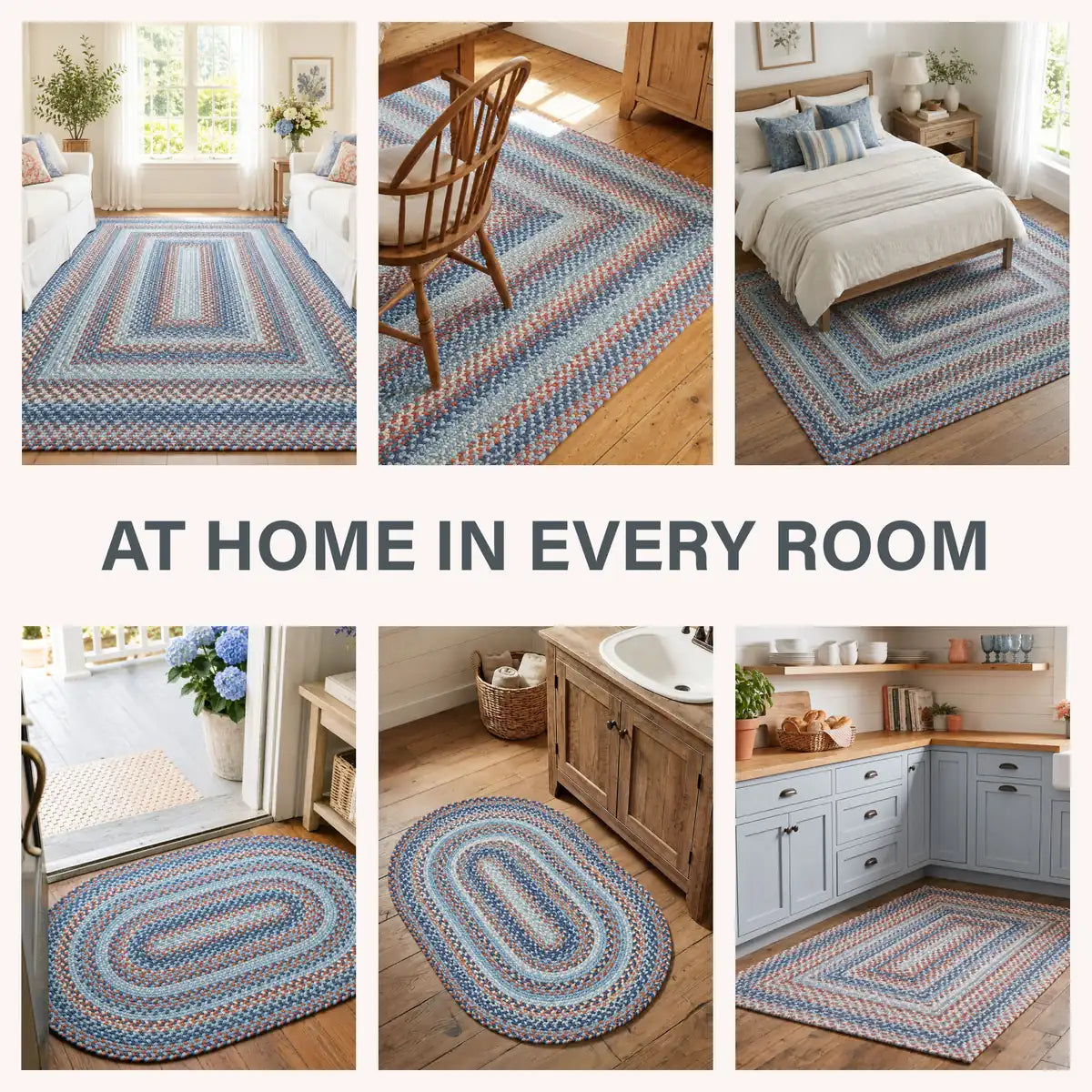Cape Cod Blue Jute Braided Oval Rugs