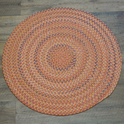 Colgate Braided Multi Rusted Red Indoor Round Modern Farmhouse Rug