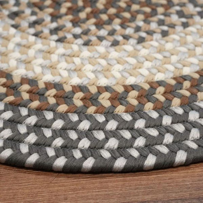 Benson Creek Braided Stonewall Gray Round Natural Rustic Farmhouse Rug