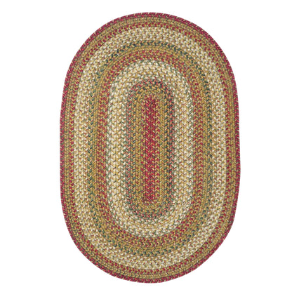 Mustard Seed Red - Green Jute Braided Oval Rugs