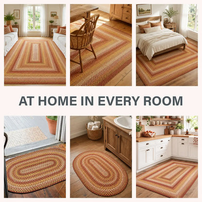 Amber Leaf Brick Red Jute Braided Round Rugs